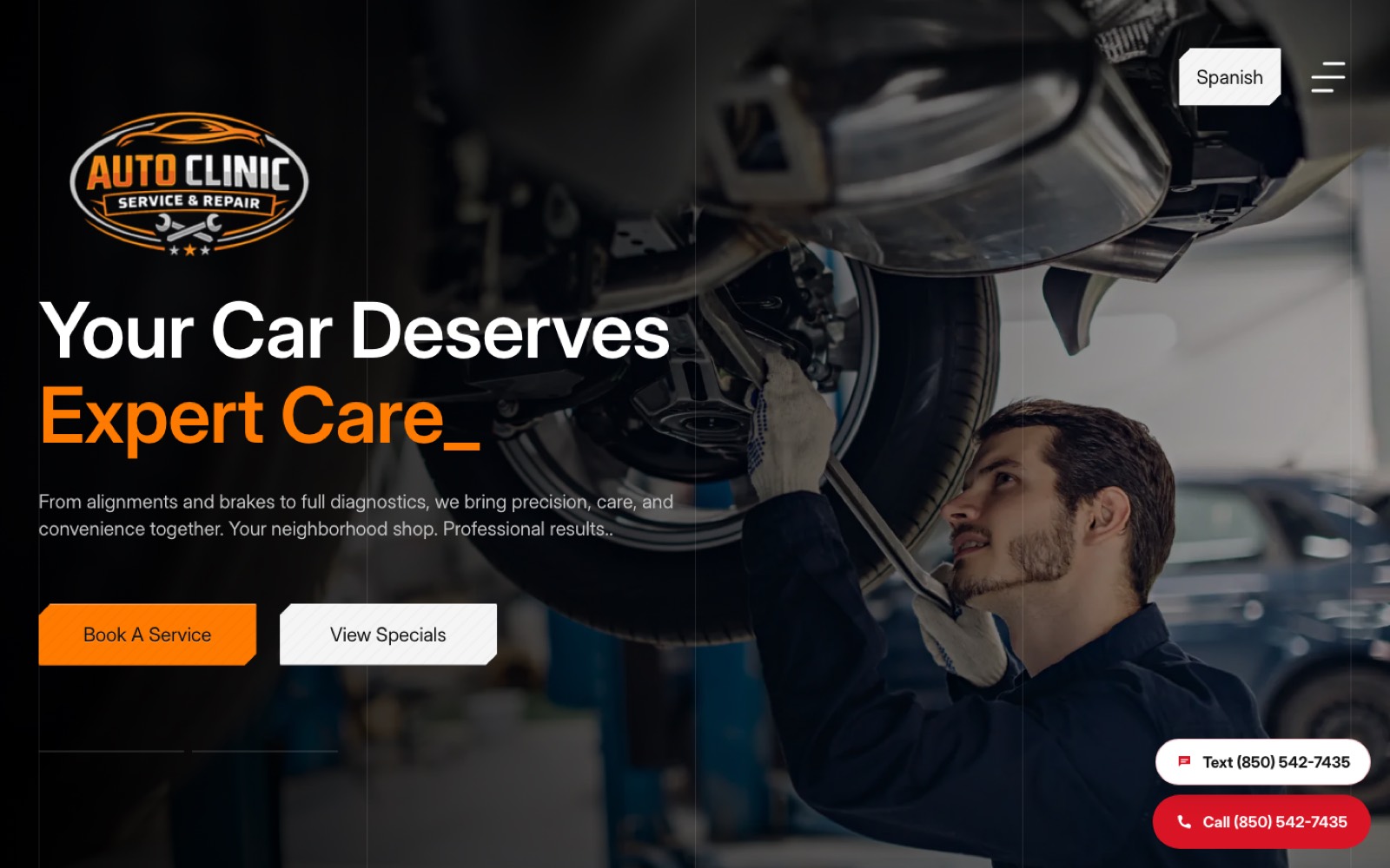 Auto Clinic Pensacola website built by Flow Web Designs