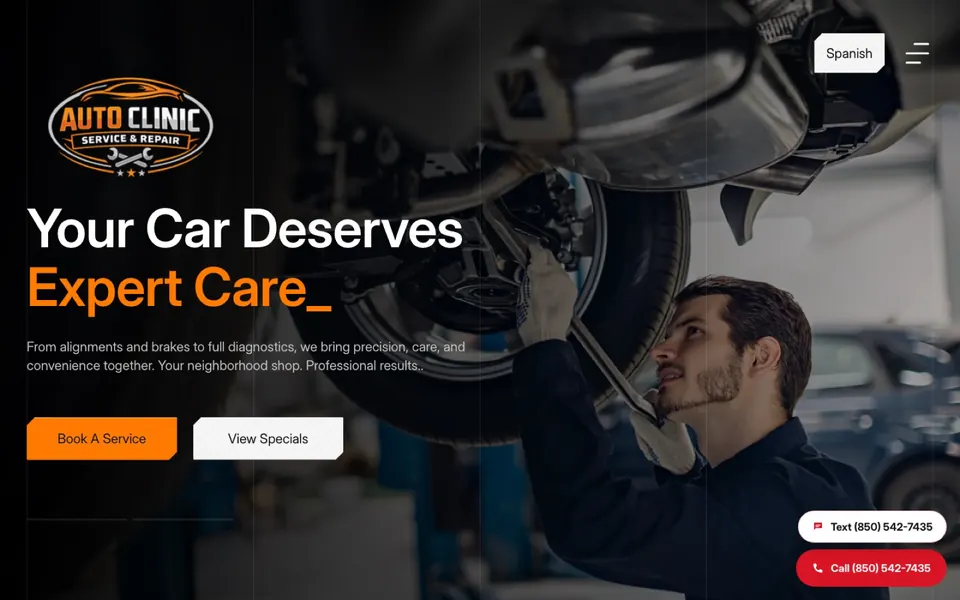 Auto Clinic Pensacola website built by Flow Web Designs